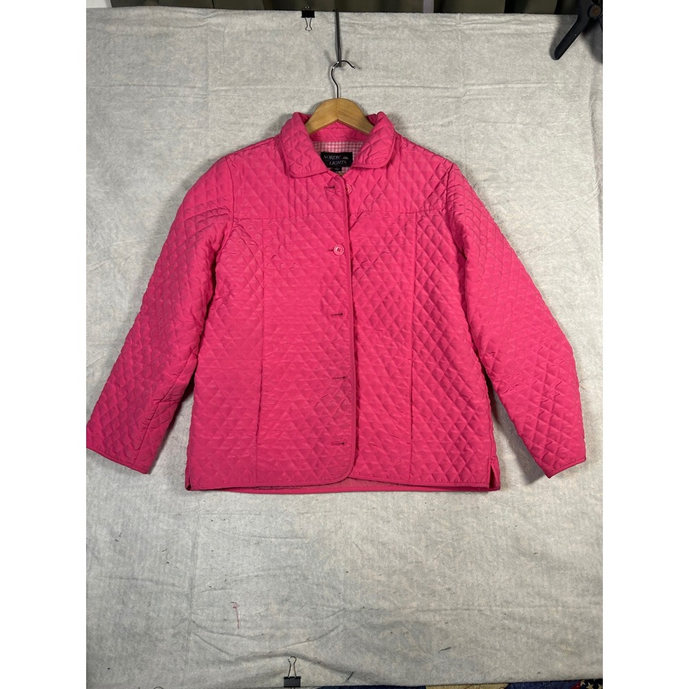 Nordic Lights Quilted Pink Jacket Women's Size L Button‎ Front Size L